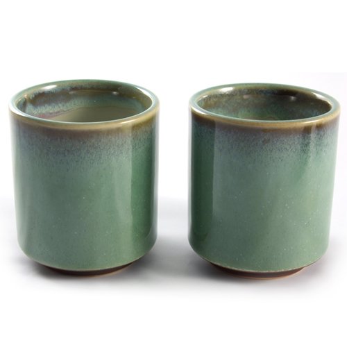 Pair of Japanese Stoneware Tea Cups Earthy Green & Brown Buy Online
