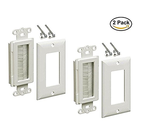 image for iMBAPrice 1-Gang Brushed Wall Plate - Decora Style Cable Pass Through 