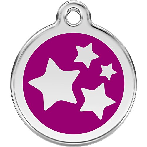 Red Dingo Personalized Stars Pet ID Dog Tag (Large Purple)