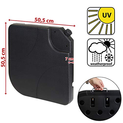 BB Sport Sonnenschirmständer 60 Liter / 80 kg Schirmgewichte 4-teilig für Ampelschirm Bodenkreuz schwarz - befüllbar mit… – Bild 5