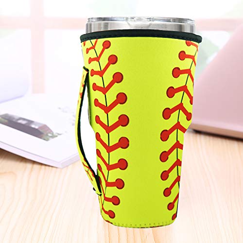 Reusable Neoprene Iced Coffee Cup Sleeve Neoprene Insulated Sleeves Cup Cover Holder Idea For 30oz - 32oz Tumbler Cup,Trenta Starbucks,Large Dunkin Donuts (Only Cup sleeves) (Black) - Thumbnail 2
