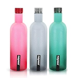 Nayasa Super PLASTE Plastic Bottle, 1000ML, Set of 3, Multicolour