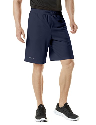 Tesla TM-MBS01-NVY_Large Men's Active Shorts Sports Performance HyperDri II With Pockets MBS01