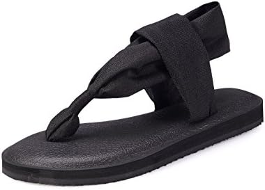 Women Yoga Mat Sandals Sling Flip Flops Lightweight Slingback Beach Comfortable Footwear Black