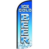 4 Less Co ICE COLD BEER - Windless Swooper Flag Feather Banner Sign 3x11.5 ft Tall (Flag Only) bq