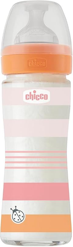 Frasco Benessere de fluxo lento, com mamila Physio de silicone macio e acabamento Soft Sense, anti-cólicos, reduz regurgitação e irritabilidade, frasco de vidro de 240 ml, 0 meses + para