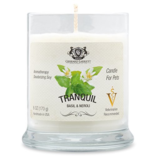 Aromatherapy Deodorizing Soy Candle For Pets, Candles Scented, Pet Odor Eliminator & Animal Lover Gift (Tranquil Basil & Neroli)