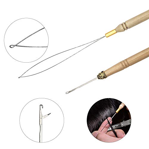 Hair Extension Kit,Sonku Pliers Pulling Hook Bead Device Tool Kit 200 Pcs Black Silicone Lined Micro Rings Beads 2 Pcs Combs 5 Pcs Silver Metal Alligator Hair Pins for Hair Styling Tools Accessory - Thumbnail 3