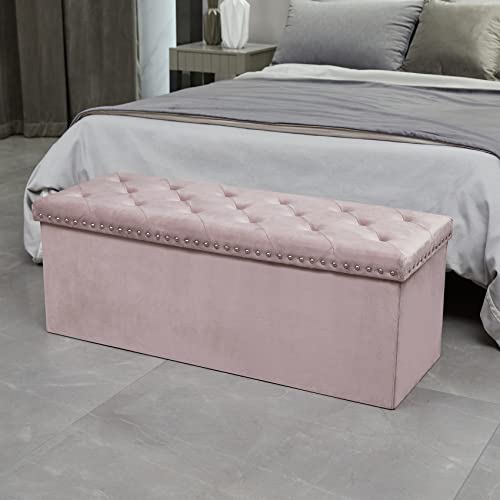 B FSOBEIIALEO Storage Ottoman Bench, Folding Tufted Ottomans with Storage, Extra Large 140L
