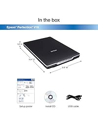 Epson Perfection V19 Escáner de fotos y documentos a color, con función de "escanear a la nube", y resolución de 4800 x 4800 puntos por pulgada (DPI).