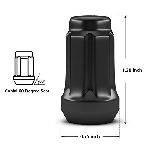 Wheel Lug Nuts M12 x 1.5, AKARCK Black Bulge Acorn Lug Nuts Closed End