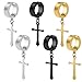 JLJ Non-pierced Clip On Hoop Earrings Set Stainless Steel Cross Dangle Drop Earrings for Women and Men