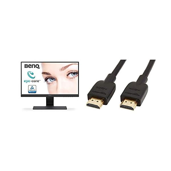 BenQ-22-Inch-1080p-Eye-Care-LED-Monitor-Anti-Glare-Dual-HDMI-BI-Sensor-for-Home-Office-Black-Amazon-Basics-High-Speed-4K-Ultra-HD-HDMI-20-Cable-09m-3-Feet-Supports-Ethernet-3D BenQ GW2280 1080p Eye Care LED Monitor