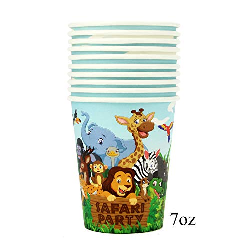 102 Piece Safari Animal Party Supplies Set Including Banner, Plates, Cups, Napkins, and Tablecloth, Serves 25 - Thumbnail 3