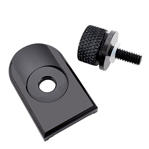 Okti BLACK Knurled Billet Aluminum Screw Seat Bolt with Knob Cover Tab Bracket For 1996-2017 Harley Davidson Sportster Softail Dyna Touring Models