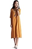 Azbro Women's Sweet Solid Shift Linen Dress