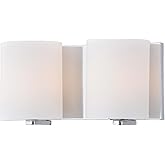 Kuzco Lighting Bridgewater 12" Vanity Light | Chrome Finish | Matte Opal Glass Cylinders | Modern Bathroom Wall Light | Made 