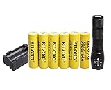 LED 1600 Lumen 18650 Flashlight with 6PCS 3.7V 9900mAh Rechargeable Battery and Charger,Ultra Bright Adjustable Focus and 5 Modes