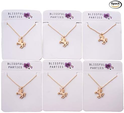 Unicorn Party Favor Necklaces, Great Friendship Necklaces or Unicorn Birthday Gifts, Pack of 6