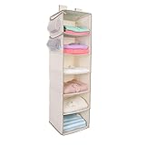 MustQ 6-Shelf Hanging Closet Organizer,Beige