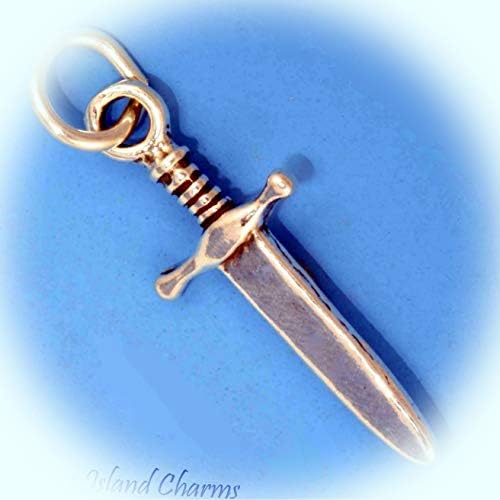 Dagger Or Sword 3D .925 Solid Sterling Silver Charm Pendant Vintage Crafting Pendant Jewelry Making Supplies - DIY for Necklace Bracelet Accessories by CharmingSS