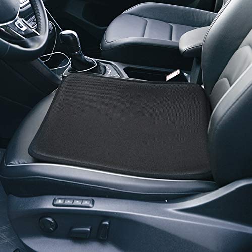 TanYoo Car Seat Cushion Memory Foam Car Seat Cushion, Seat Cushion with Super Breathtable Cover for Wheelchair/Office Chair and Anti-Slip Bottom Black (17x17 Inch, 1 PCS)