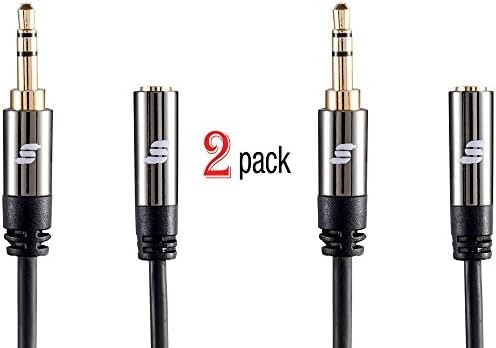 3.5mm Extension Cable 3ft 2pack Audio Male to Female Cable.Sinseader (3.3ft 2pack Gold Plated)