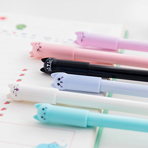 Girl Cute Pens Kawaii Pen Cute Cat Pen 0.5 mm Gel Pens Black Ball Point Pens for School Office Supplies (12 cat)