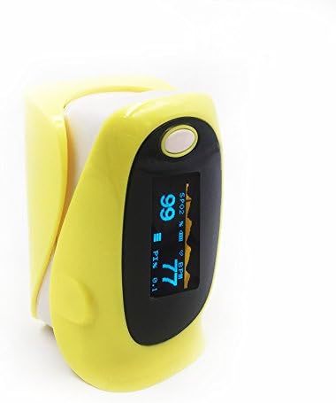 GPYOJA Fingertip Pulse Oximeter &amp; Blood Oxygen Saturation Monito With OLED Display - Heart Rate Monitor For Adult,with carrying case(Jet Black)lanyard,with Alarm setting,CE Approved (yellow)