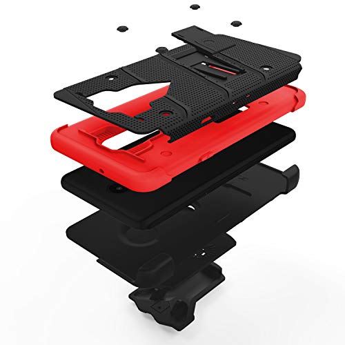 ZIZO Bolt Series LG Stylo 5 Case Military Grade Drop Tested with Full Glass Screen Protector Holster and Kickstand Black Red