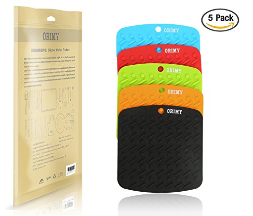 5-Pieces Premium Silicone Trivet Mat, Pot Holder, Hot Pad, Spoon Rest
with Multi-Purpose, 442°F Heat Resistant, Thick and Flexible - FDA
Vacuum-Pack (Multi-color)