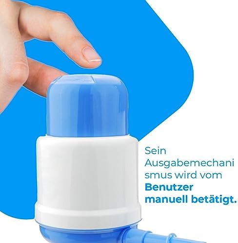 Universal Wasserspender - Manueller Dosierer für Flaschen, Fässer - Kompatibel mit Flaschen von 2,4,6,8,10 und 12L, mit Adapter von 3,8 und 4,8 cm - Weiß und Blau