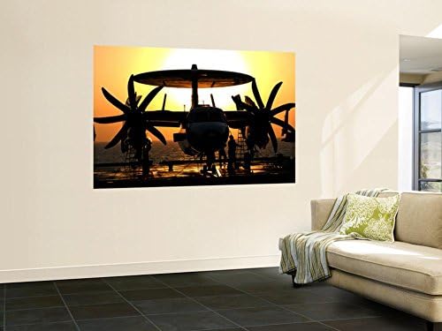 Sailors Work on an E-2C Hawkeye Aircraft Aboard USS Abraham Lincoln Wall Mural by Stocktrek Images 48 x 72in