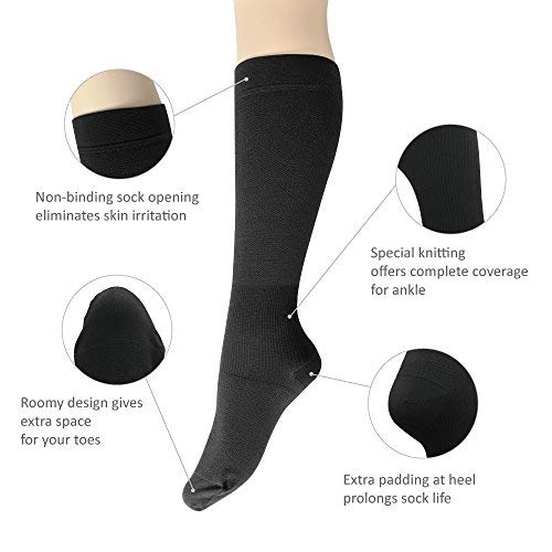 Fytto 1080 Thermal Compression Socks, Warm 15-20mmHg Graduated Compression for Optimal Circulation - Relieves Edema, Varicose Veins, and Leg Fatigue - Black, Medium
