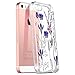 ULAK Floral iPhone SE Case Clear, iPhone 5s case, iPhone 5 case, Clear Slim Fit 5/5S/SE Case with Transparent Flexible Soft TPU Bumper Shock-Absorption Cover -Retail Packaging - Romantic Lavender