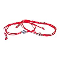 Aardich 2 Pcs Eye Bracelet Braid Lucky Evil Eye Bangle Adjustable Cord Rope Bracelet Friendship Bracelet Jewelry Set for Men Women Red Blue Clothing Accessories