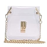 Yocatech Clear Crossbody Purse NFL Stadium Approved Transparent Bag with Turn Lock Closure Chain Shoulder Bag (Black)