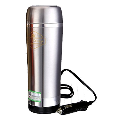 TAICHENG Car Electric Kettle Boiling 12 Volt Cigarette Lighter Heating Cup Vacuum Insulated Stainless Steel-Silver