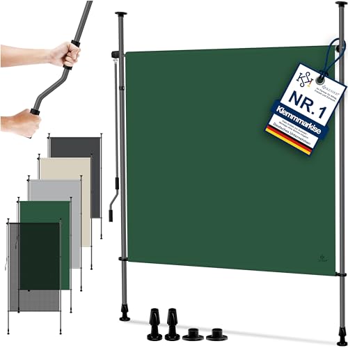 KESSER® Klemmmarkise 200x310 cm, Garten Balkon Sichtschutz wetterfest, Wind- & Sonnenschutz, Senkrechtmarkise mit Handkurbel ohne Bohren, Ausziehbar,
