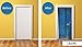 DoorPix 36x80 Inch 3D Door Mural Wrap Glossy Bubble Free Sticker Vintage French Blue Double Door - Peel and Stick - Easy-to-Clean, Durable