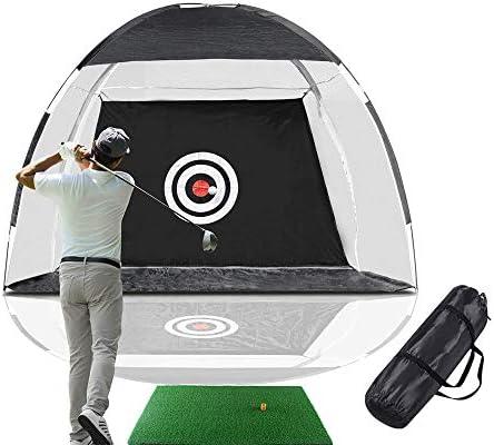 Rainlin Golf Net Golf Hitting Nets with Target Backyard Driving Range Swing Chipping Golfing Training Aids, Indoor Outdoor Golf Practice Net (10FT) with A Golf Hitting Mat