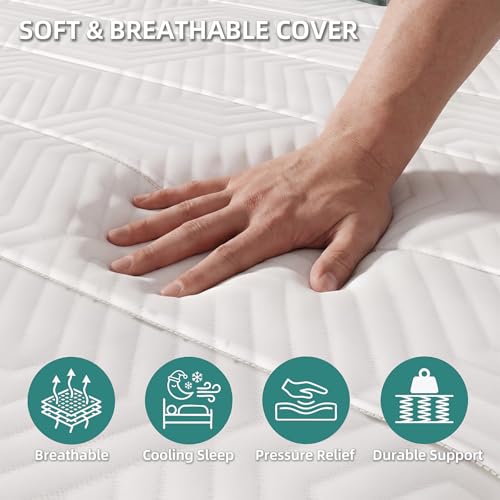 Queen Mattress 10 Inch, Naiveer Queen Size Mattress in a Box with Memory Foam & Pocket Spring, Hybrid Bed Mattress Perfect for Back Pain & Pressure Relief, CertiPUR-US Certified