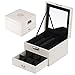 B.Catcher Jewelry Box Organizer for Women with Drawer and Lock White Travel Jewelry Case Medium Cosmetic Storage Holder