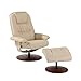 Bonded Leather Recliner and Ottoman - Taupe