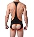 iYunyi Mens Open Back Bodywear Sexy Lingerie Bodysuit Wrestling Singlet Struggles,Black/Orange,XL