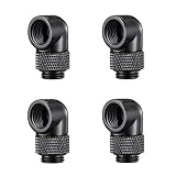 Kyerivs G1/4" Male to Female Extender Fitting, 90&deg; Rotary Enhance Multi-Link Adapter Fitting for Computer Water Cooling System, Black, 4-Pack