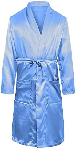 YOUAREFACNY Men's Sleepwear Lightweight Long Loungewear Real Silk Robe Bathrobe