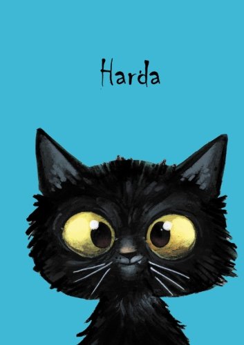 Harda: Personalisiertes Notizbuch, DIN A5, 80 blanko Seiten mit kleiner Katze auf jeder rechten unteren Seite. Durch Vornamen auf dem Cover, eine ... Über 2500 Namen bereits verf (German Edition)