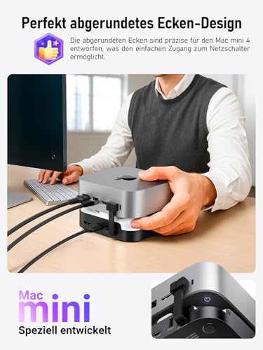 Lemorele Mac Mini M4 Dock with DisplayPort 4K@60Hz for Dual Monitor Configurations, 4 USB 3.2/3.0 Ports, M.2 NVMe 10Gbps SSD Slot, SD/TF Card Reader with Mac Mini M4/M4 Pro