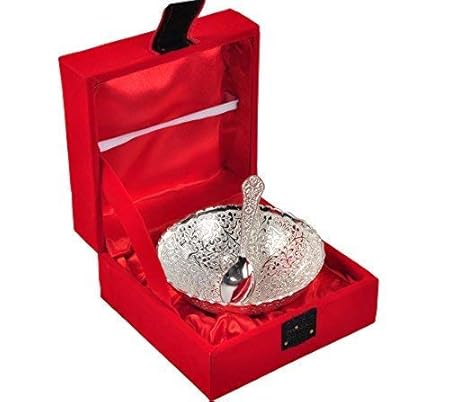 URBAN CRAFTS INDIA Royal Style Silver Brass Bowl Set , 3.5 IN